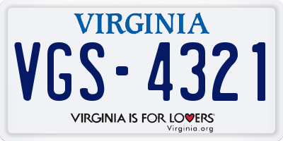 VA license plate VGS4321