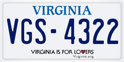 VA license plate VGS4322