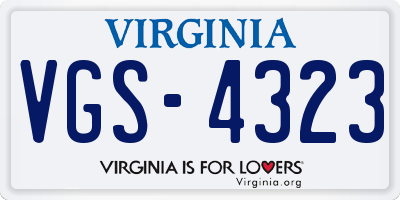 VA license plate VGS4323
