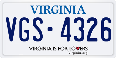 VA license plate VGS4326
