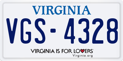 VA license plate VGS4328