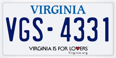 VA license plate VGS4331