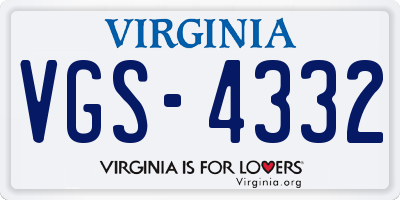 VA license plate VGS4332