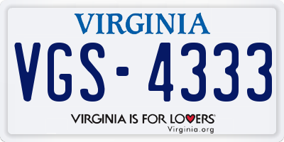 VA license plate VGS4333