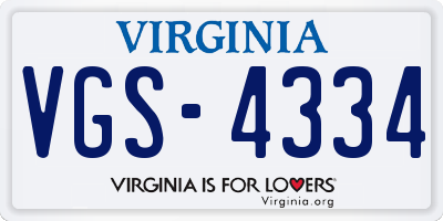 VA license plate VGS4334