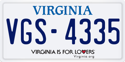 VA license plate VGS4335