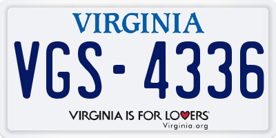 VA license plate VGS4336