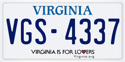 VA license plate VGS4337