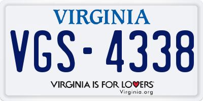 VA license plate VGS4338