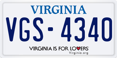 VA license plate VGS4340