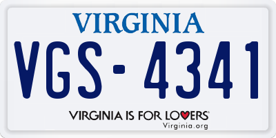 VA license plate VGS4341