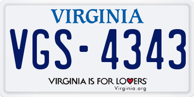 VA license plate VGS4343