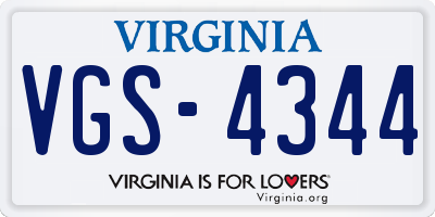 VA license plate VGS4344