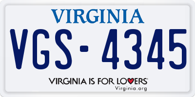 VA license plate VGS4345