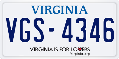 VA license plate VGS4346