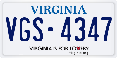 VA license plate VGS4347
