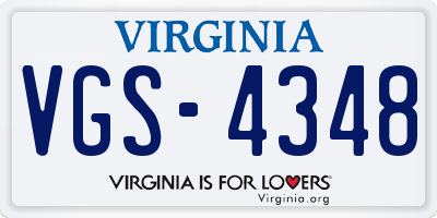 VA license plate VGS4348