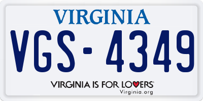 VA license plate VGS4349