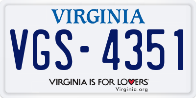 VA license plate VGS4351
