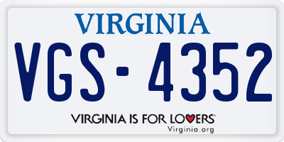 VA license plate VGS4352