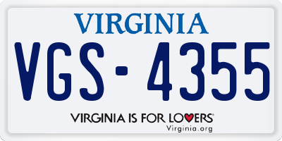 VA license plate VGS4355