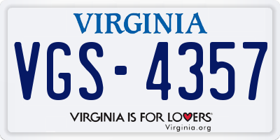 VA license plate VGS4357