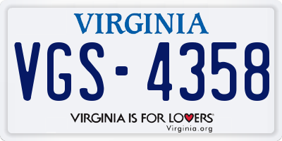 VA license plate VGS4358