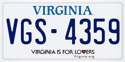 VA license plate VGS4359
