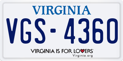 VA license plate VGS4360