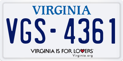 VA license plate VGS4361