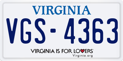 VA license plate VGS4363