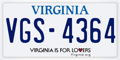 VA license plate VGS4364