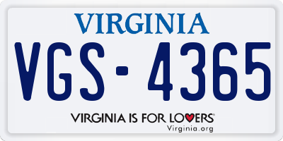VA license plate VGS4365