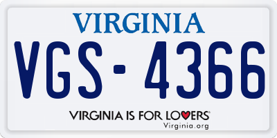 VA license plate VGS4366