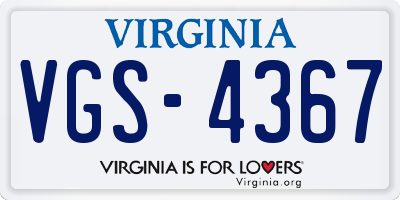 VA license plate VGS4367