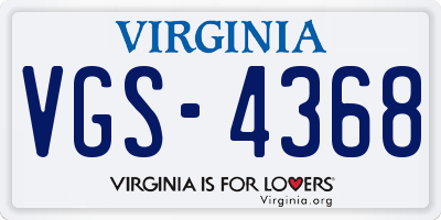 VA license plate VGS4368