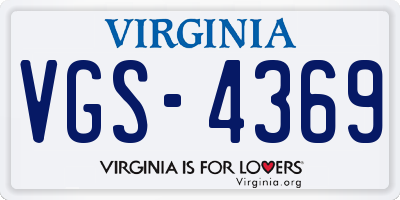 VA license plate VGS4369