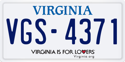 VA license plate VGS4371