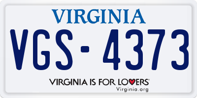 VA license plate VGS4373