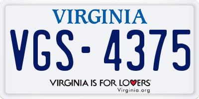VA license plate VGS4375