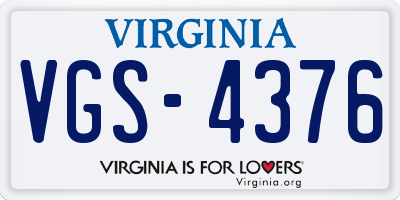 VA license plate VGS4376