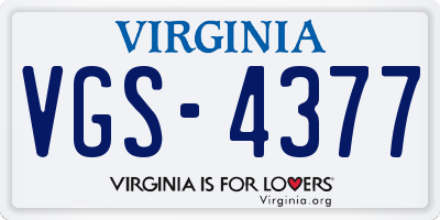 VA license plate VGS4377