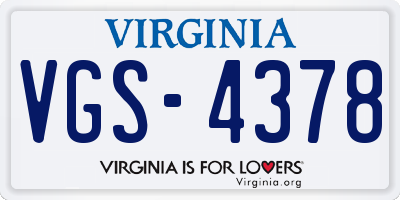 VA license plate VGS4378