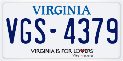 VA license plate VGS4379