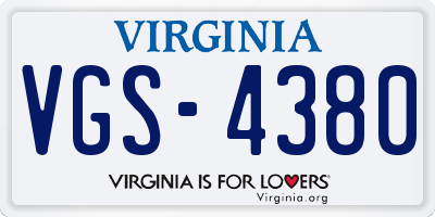 VA license plate VGS4380