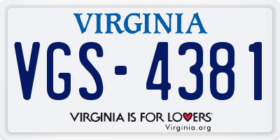 VA license plate VGS4381