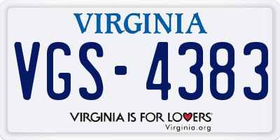VA license plate VGS4383