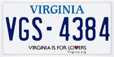 VA license plate VGS4384