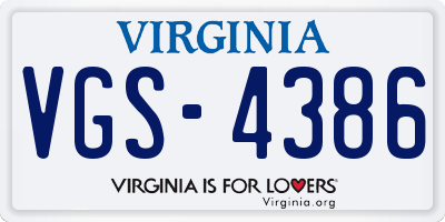 VA license plate VGS4386