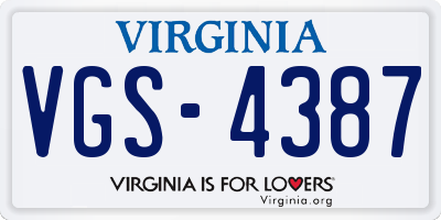 VA license plate VGS4387